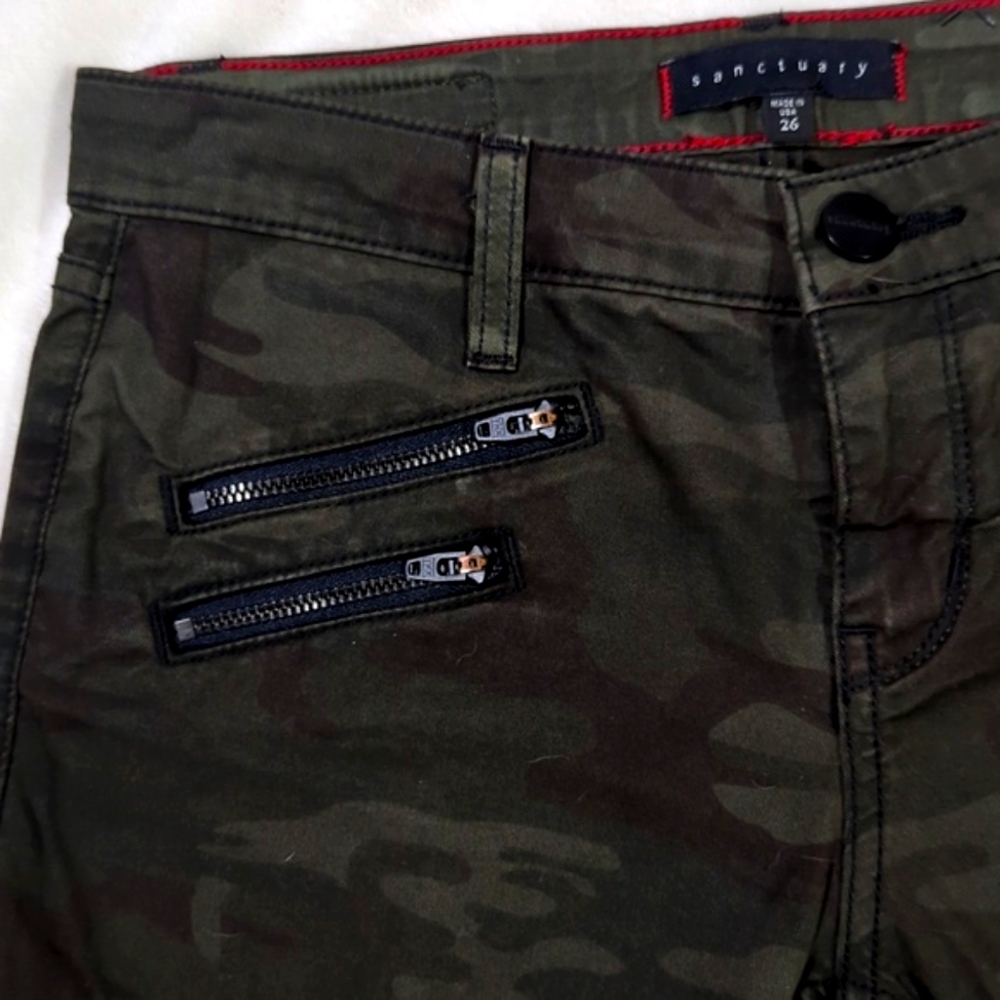 Sanctuary Camo Civilian Cargo Pants Moto Skinny Jeans Size 26 - Picture 3 of 8